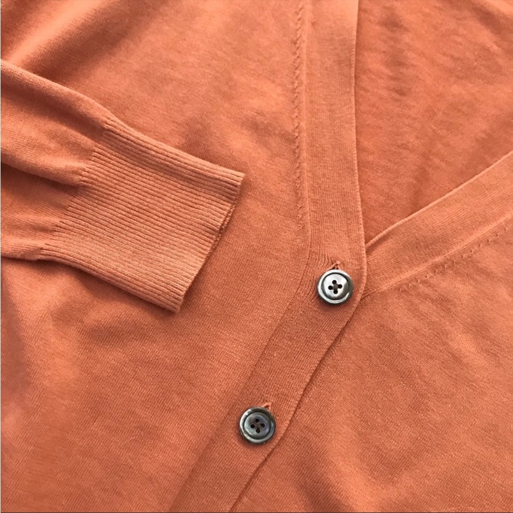 J. Crew Cotton Cardigan Sweater in Pumpkin Orange - Size Medium - Picture 6 of 11